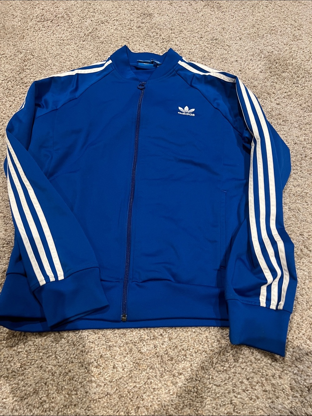 adidas Royal Blue Track Jacket with White Stripes